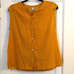 Yellow polka dot sleeveless button up
